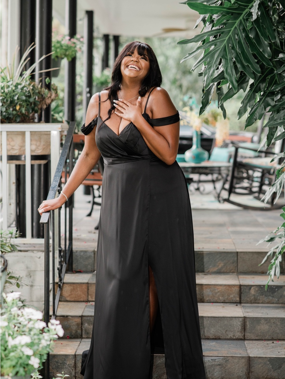 Azazie Ocean Black Metallic Satin Bridesmaid Dress – A16
